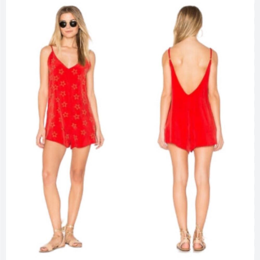 Beach Riot Red Studded Star Coverup Romper Size Medium